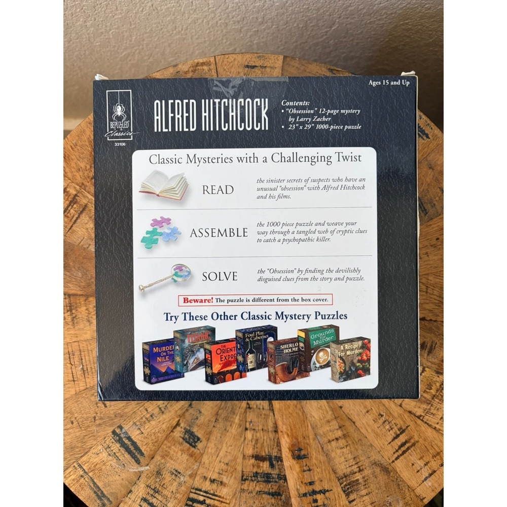 Classic Alfred Hitchcock Mystery Obsession Jigsaw Puzzle by Bepuzzled 1000 Piece - Picture 3 of 3